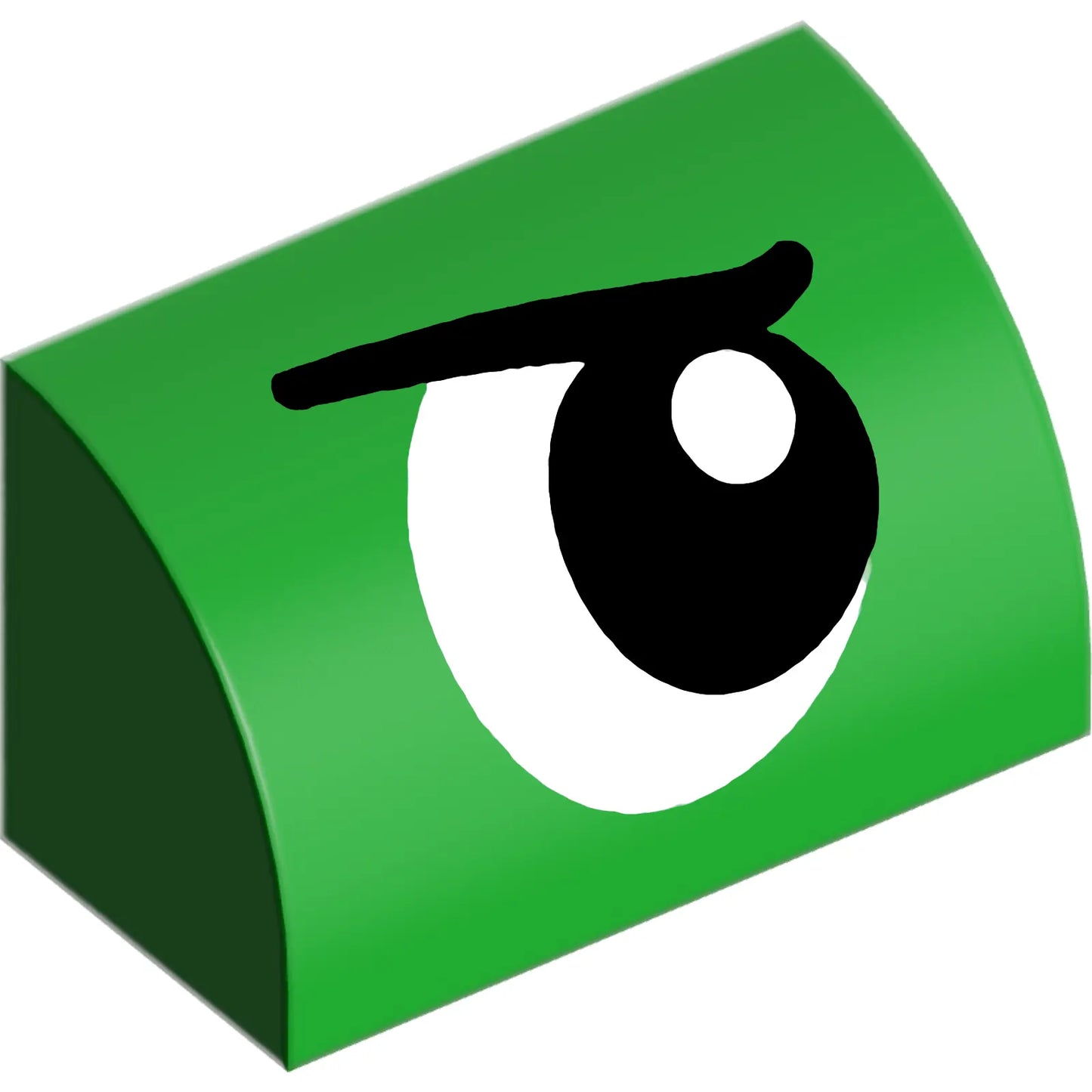 Part 37352pb044 - Slope, Curved 1 x 2 with Black and White Eye Looking Left with Eyebrow Pattern
