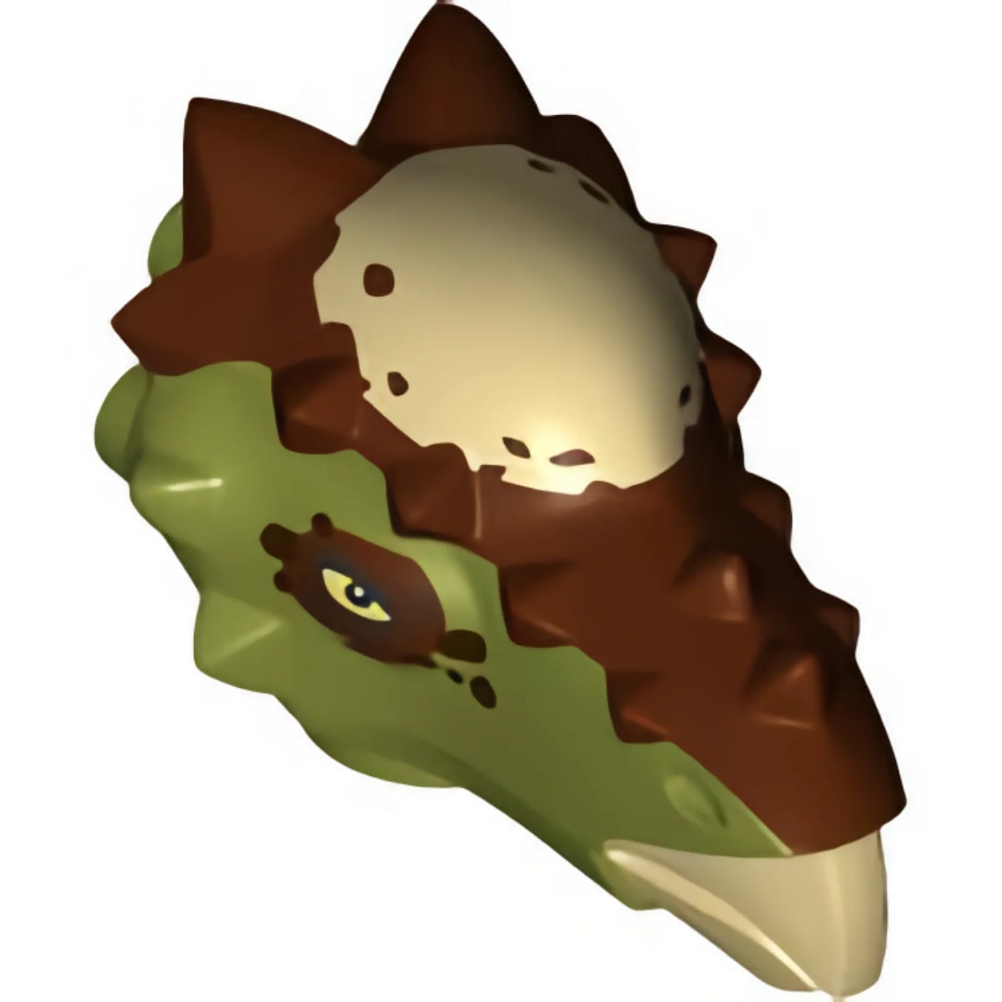 Part 38434c02pb01 - Dinosaur Head Stygimoloch with Reddish Brown Top with Tan Spot Pattern