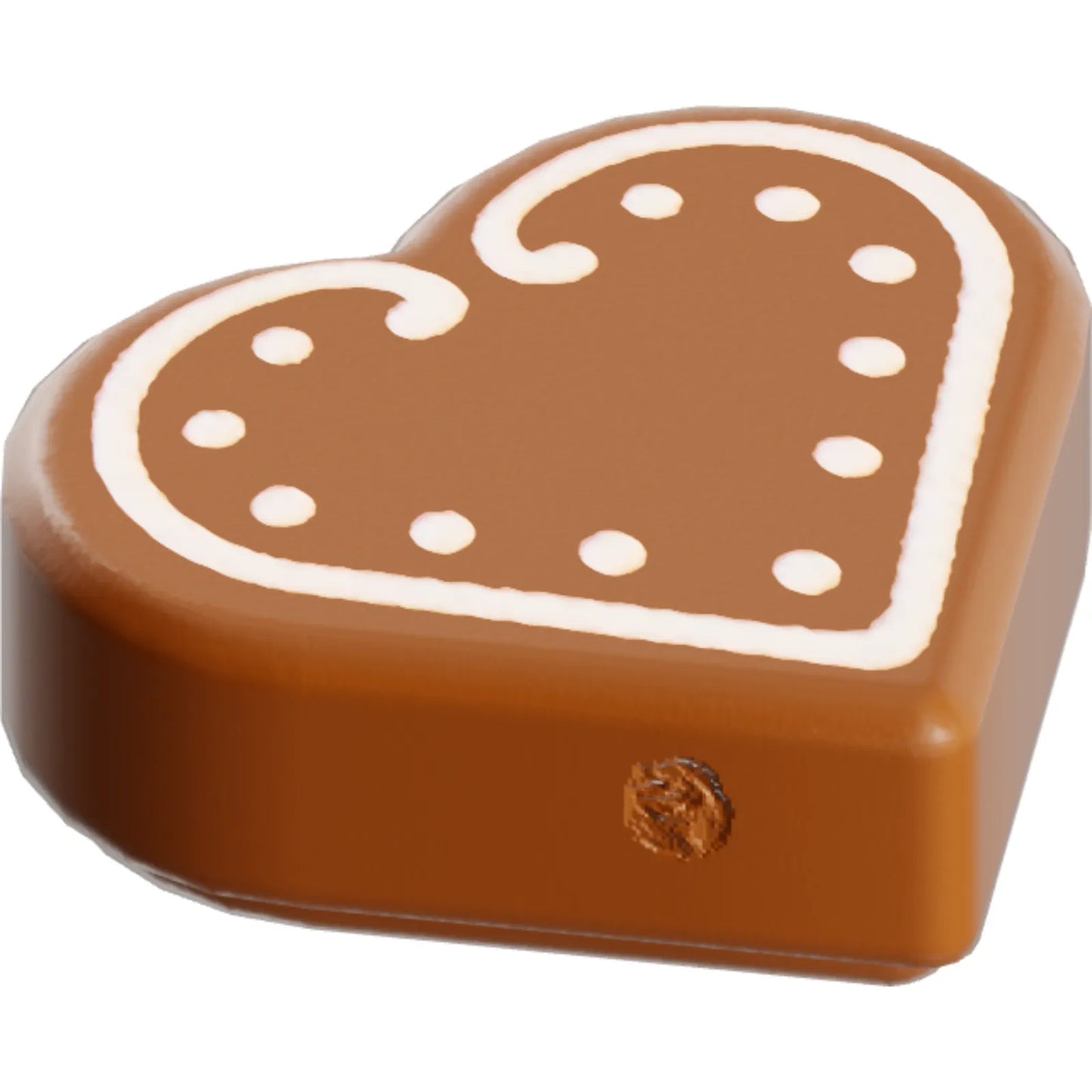 Part 39739pb05 - Tile, Round 1 x 1 Heart with White Cookie Icing Pattern