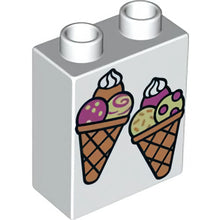 Part 4066pb576 - Duplo, Brick 1 x 2 x 2 with 2 Ice Cream Cones Pattern