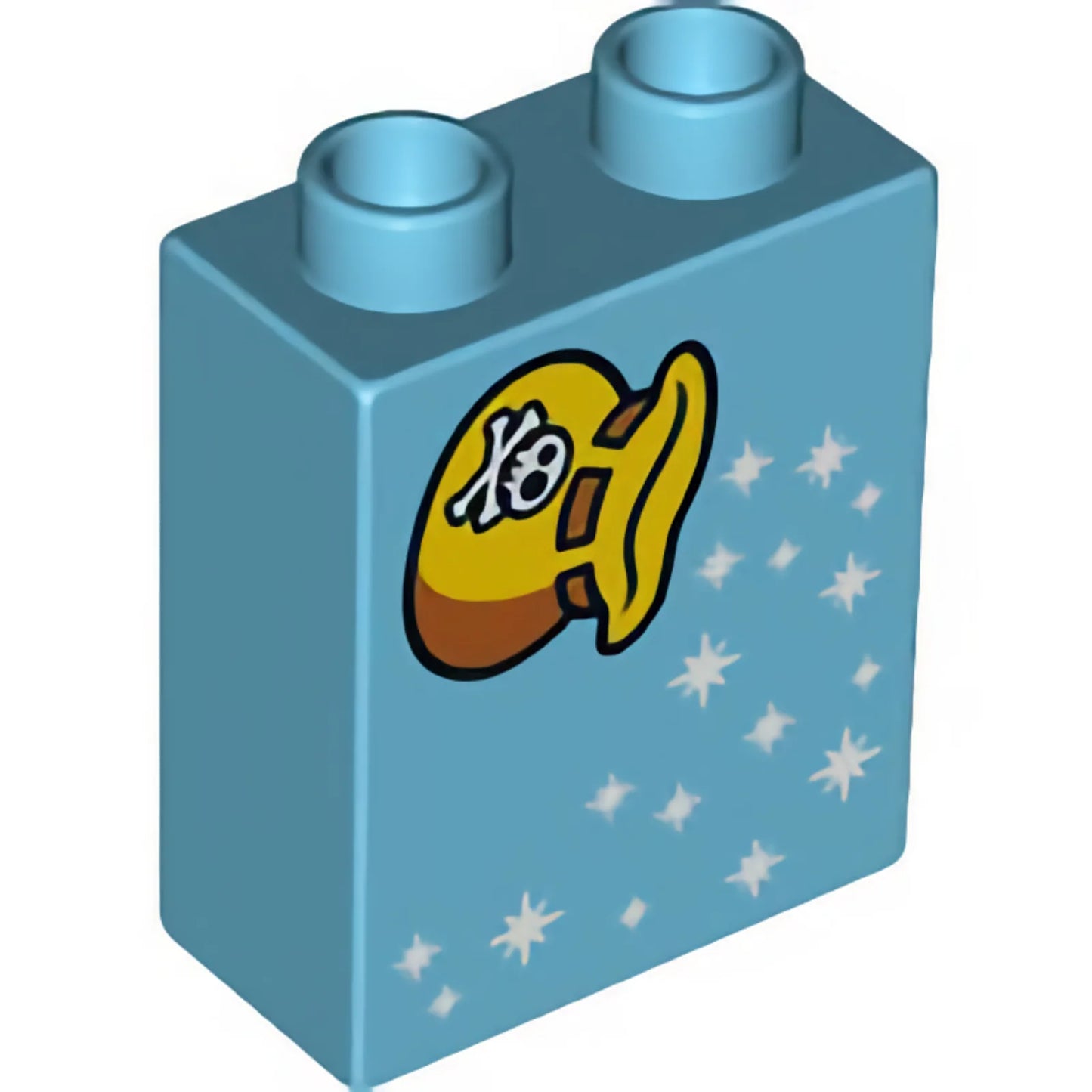 Part 4066pb588 - Duplo, Brick 1 x 2 x 2 with Stars and Yellow Money Bag with Skull and Bones Pattern (10604)