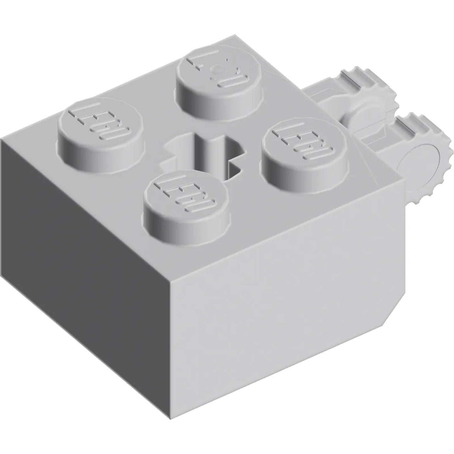Part 40902 - Hinge Brick 2 x 2 Locking with 2 Fingers Vertical and Axle Hole, 9 Teeth