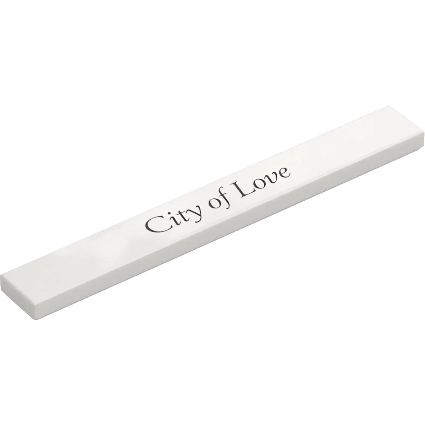 Part 4162pb334 - Tile 1 x 8 with Black 'City of Love' Pattern