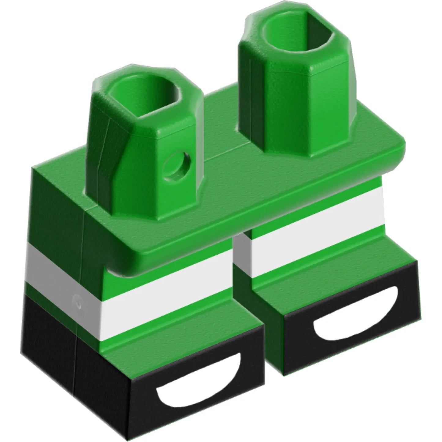 Part 41879pb026 - Legs Short with Molded Horizontal White Stripes and Printed Black Shoes with Toes Pattern