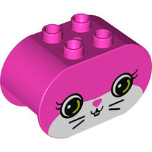 Part 4198pb19 - Duplo, Brick 2 x 4 x 2 Rounded Ends with Bunny Face with Lime Eyes Pattern