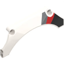 Part 42545pb002L - Technic, Panel Car Mudguard Arched 13 x 2 x 5 Straight Top with Black, Red and Gray Diagonal Stripes Pattern Model Back Left Side