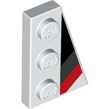 Part 43722pb01 - Wedge, Plate 3 x 2 Right with Black, Dark Bluish Gray and Red Racing Stripes Pattern