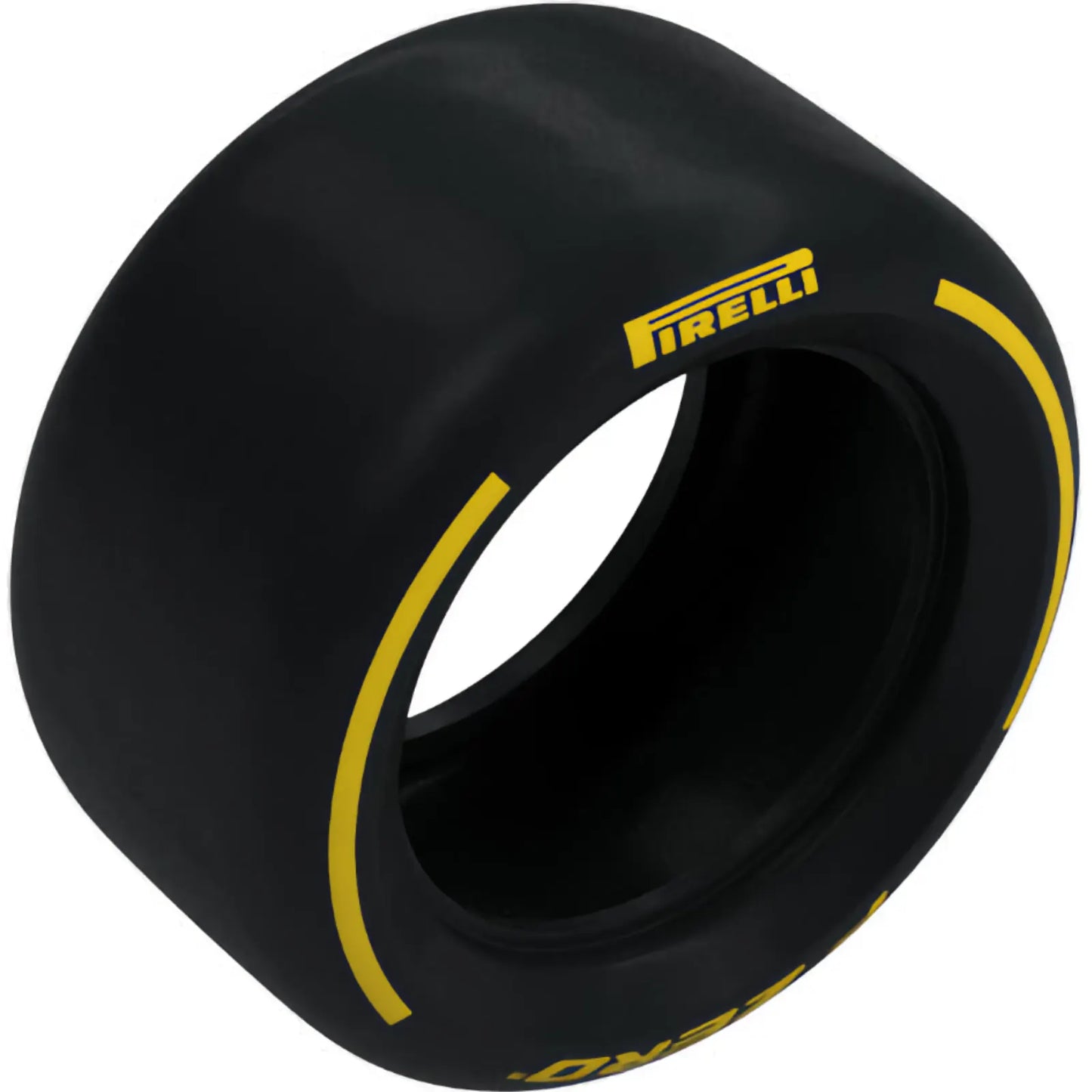 Part 4410pb02 - Tire 81.6mm D. x 44mm Smooth with Yellow 'PIRELLI', 'P ZERO' and Arcs Pattern