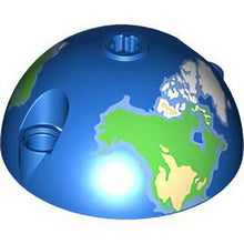 Part 4412pb01 - Cylinder Hemisphere 5 x 5, Axle Hole in Center and 2 Pin Holes with Earth / Globe North Pattern