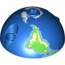 Part 4412pb02 - Cylinder Hemisphere 5 x 5, Axle Hole in Center and 2 Pin Holes with Earth / Globe South Pattern