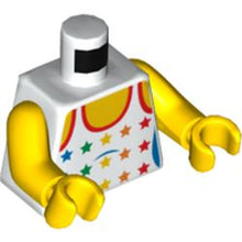 Part 973pb0567c01 - Torso City Female White Top with Rainbow Stars Pattern / Yellow Arms / Yellow Hands