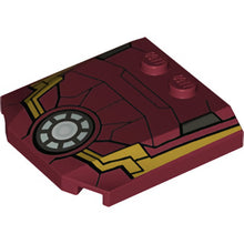 Part 45677pb093 - Wedge 4 x 4 x 2/3 Triple Curved with Iron Man Armor and Round Arc Reactor Pattern