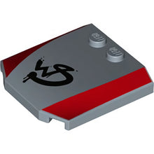 Part 45677pb113 - Wedge 4 x 4 x 2/3 Triple Curved with Red Sides and Crudely Painted 'WS' Pattern