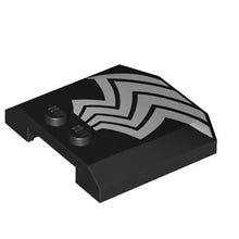 Part 45677pb154a - Wedge 4 x 4 x 2/3 Triple Curved with White Zigzag Lines Pattern Side A