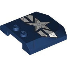 Part 45677pb168 - Wedge 4 x 4 x 2/3 Triple Curved with White Star and Stripes, Silver Lines and Black Armor Plate Outlines Pattern