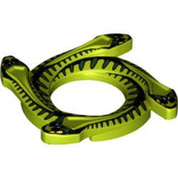 Part 98342pb01 - Ring 4 x 4 with 2 x 2 Hole and 4 Snake Head Ends and Black and Dark Green Scales Snake Pattern (Ninjago Spinner Crown)