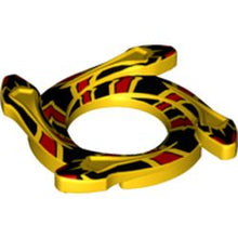 Part 98342pb04 - Ring 4 x 4 with 2 x 2 Hole and 4 Snake Head Ends and Red and Black Scales Snake Pattern (Ninjago Spinner Crown)