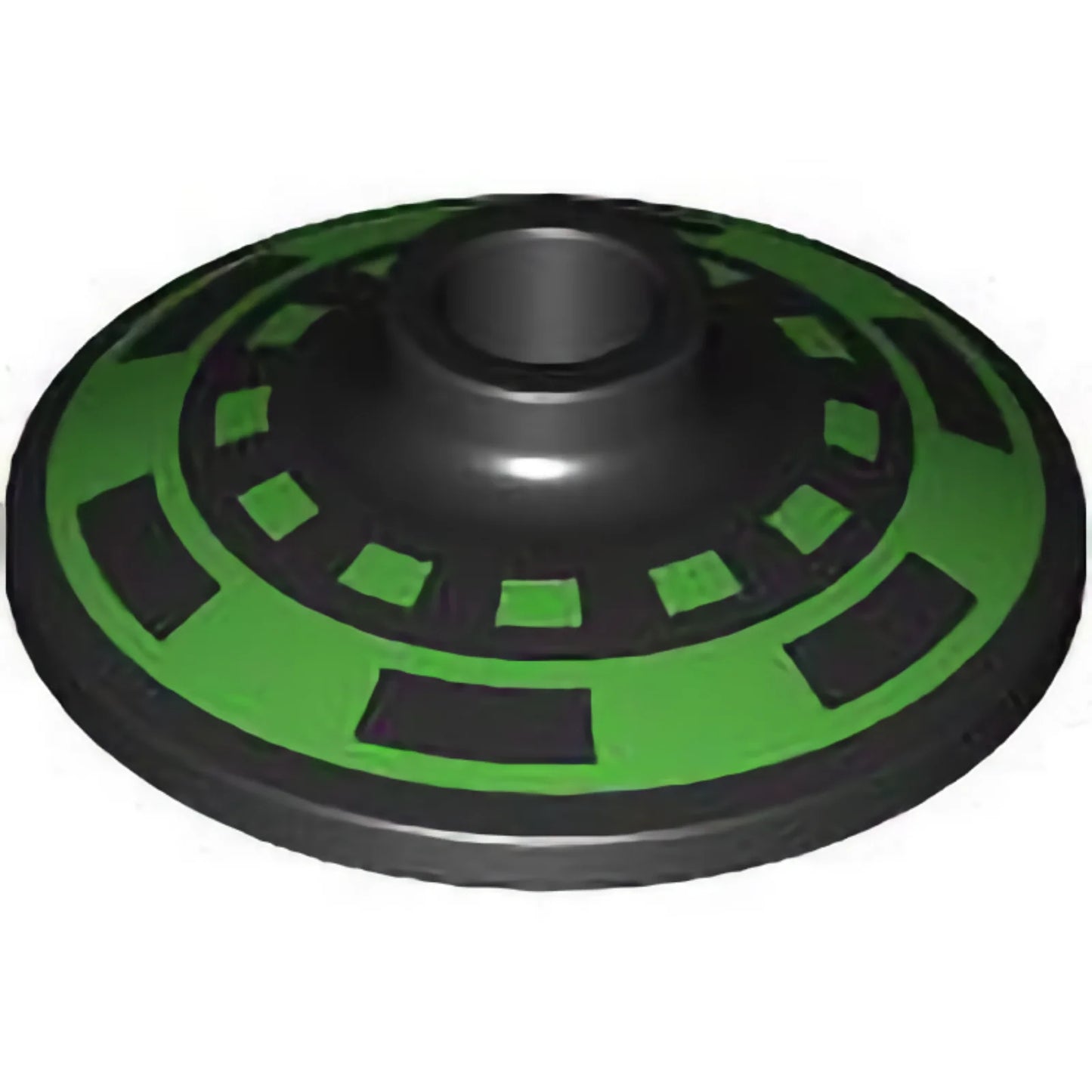 Part 4740pb036 - Dish 2 x 2 Inverted (Radar) with Bright Green Dotted Circle and Thick Outer Ring with Black Dashes Pattern
