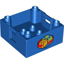 Part 47423px9 - Duplo Container Box 4 x 4 with Studs on Corners with Box and Arrows and Globe Pattern on Both Sides