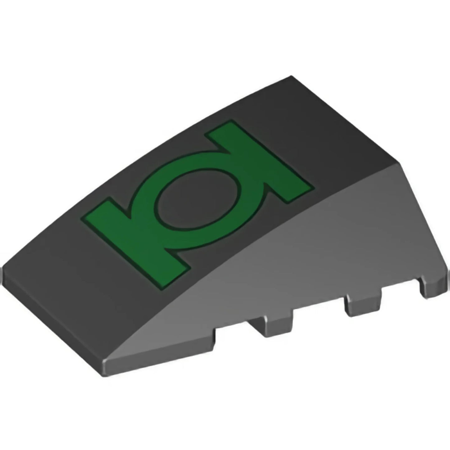 Part 47753pb076 - Wedge 4 x 4 Triple Curved No Studs with Green Lantern Logo Pattern
