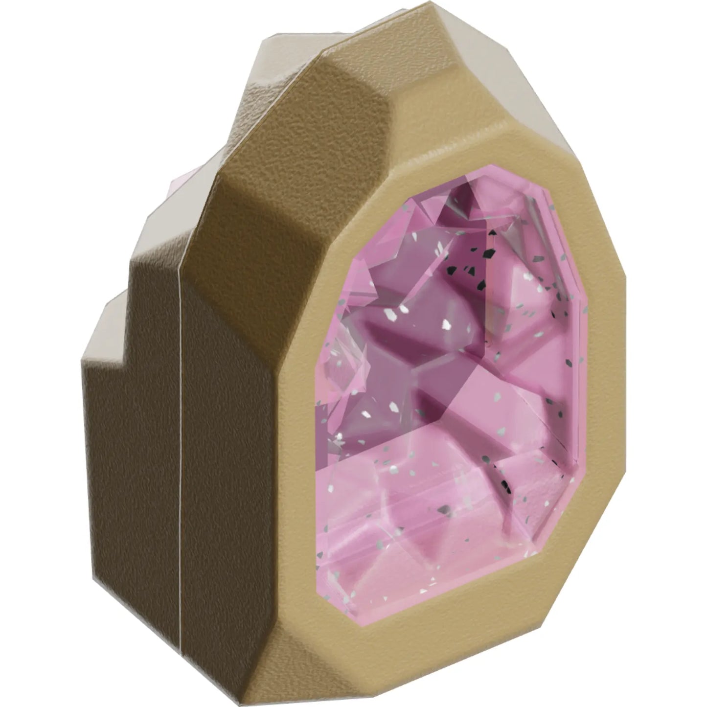 Part 49656pb02 - Rock 1 x 1 Geode with Molded Glitter Trans-Dark Pink Crystals Pattern