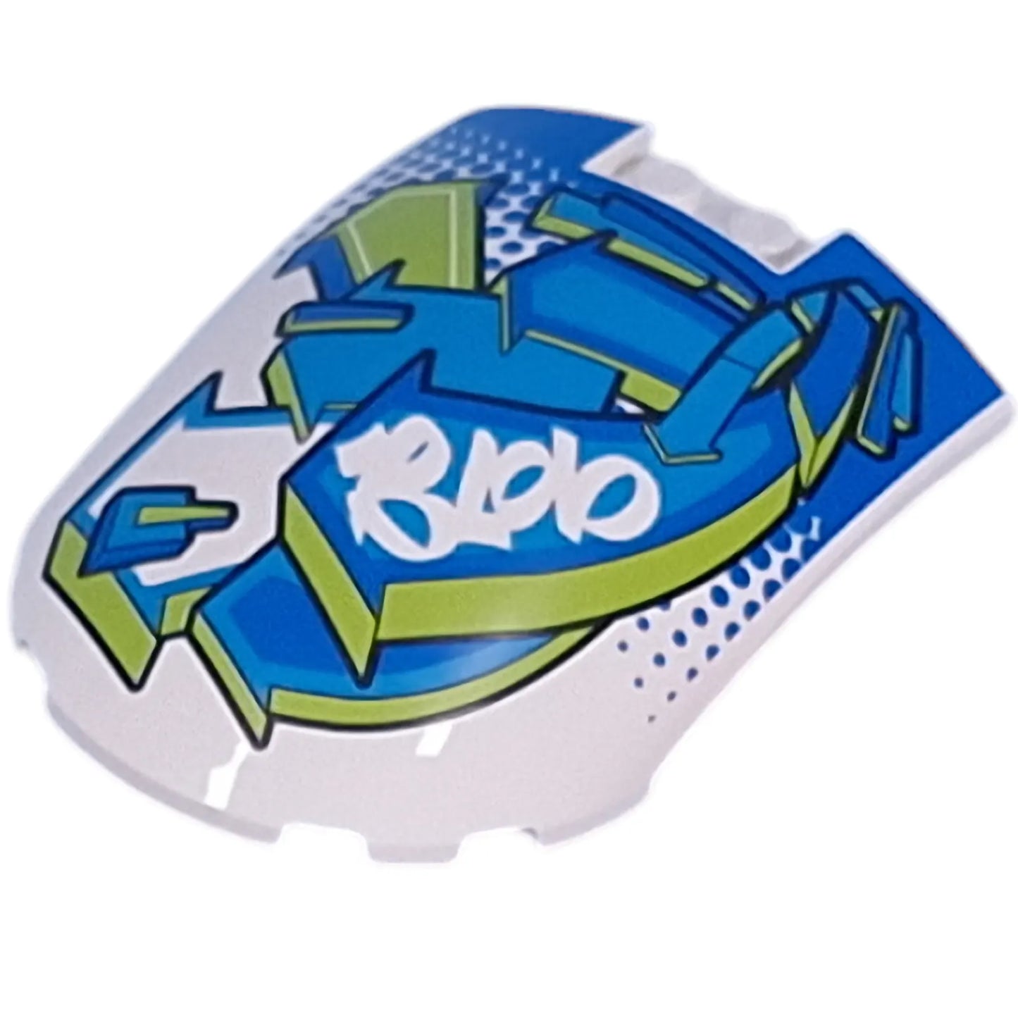 Part 5274pb01 - Windscreen 8 x 6 x 2 Curved with Blue, Dark Azure, and Lime Arrows and 'BLOb" Pattern