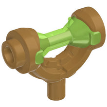 Part 5330pb02 - Minifigure, Weapon Hilt with Curved Guard and Bar with Molded Trans-Bright Green Hourglass Handle Pattern