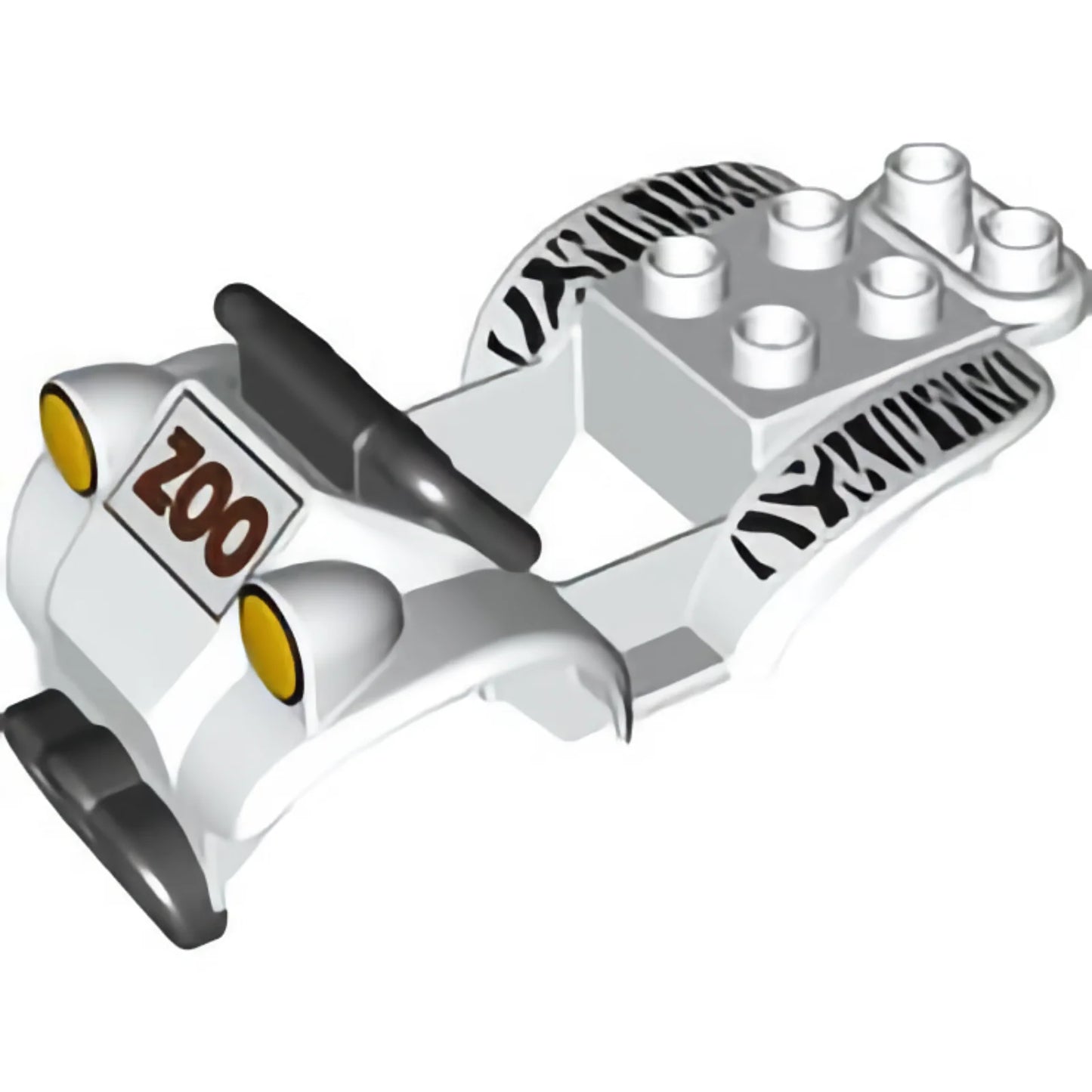 Part 54005c01pb04 - Duplo Cabin 4 x 7 x 2 Four Wheel Bike with Black Handlebars with 'ZOO' and Animal Stripes Pattern