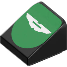 Part 54200pb129 - Slope 30 1 x 1 x 2/3 with White Aston Martin Logo on Green Background Pattern