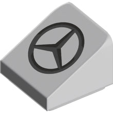 Part 54200pb133 - Slope 30 1 x 1 x 2/3 with Black and Dark Silver Mercedes Logo Pattern