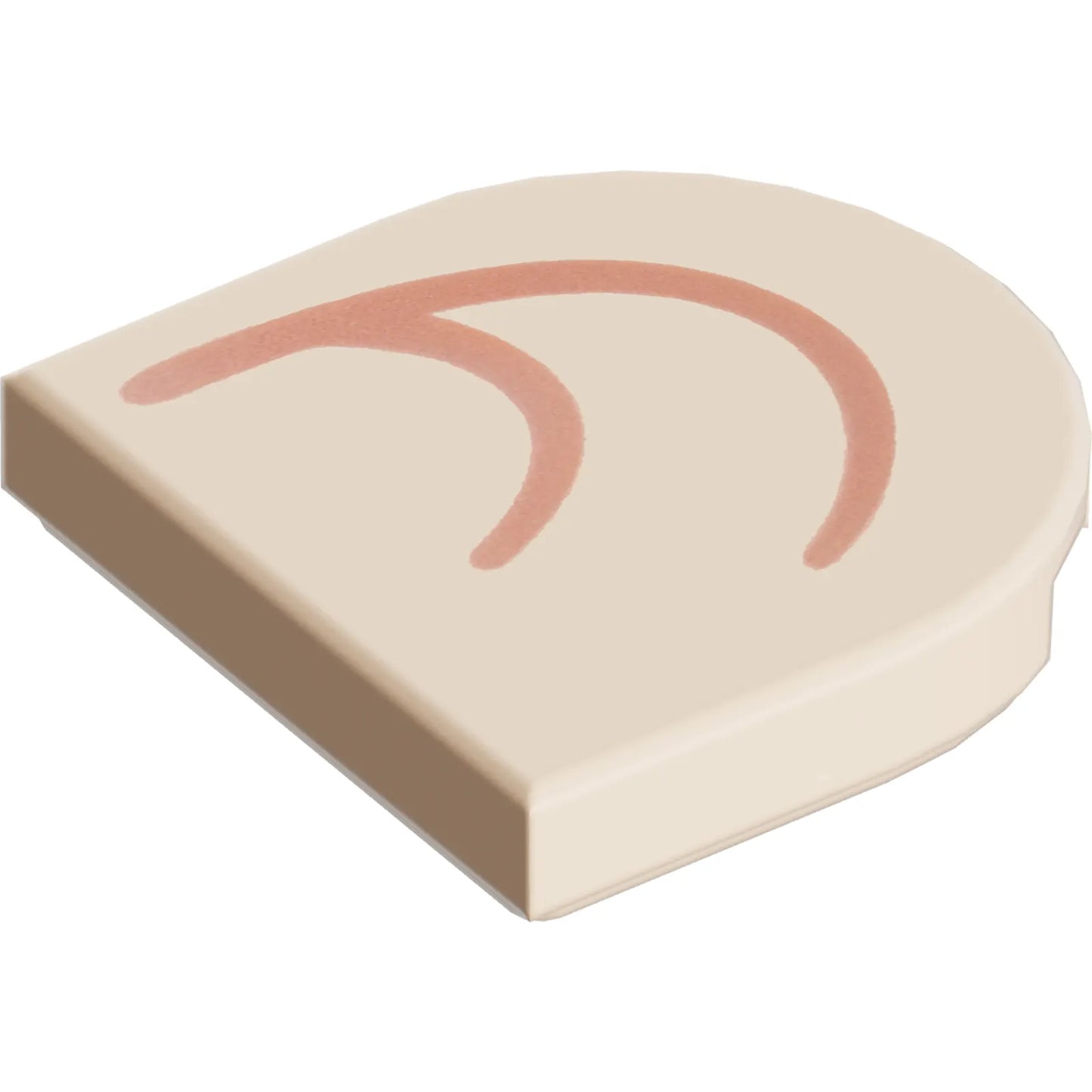 Part 5520pb003L - Tile, Round 2 x 2 Half Circle Extended with Medium Nougat Curved Lines Pattern Model Left Side (Super Mario Inner Ear)