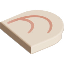 Part 5520pb003L - Tile, Round 2 x 2 Half Circle Extended with Medium Nougat Curved Lines Pattern Model Left Side (Super Mario Inner Ear)
