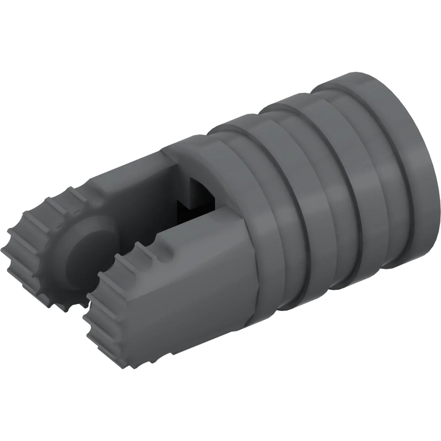 Part 57360 - Hinge Cylinder 1 x 2 Locking with 2 Fingers, 7 Teeth and Axle Hole on Ends without Slots