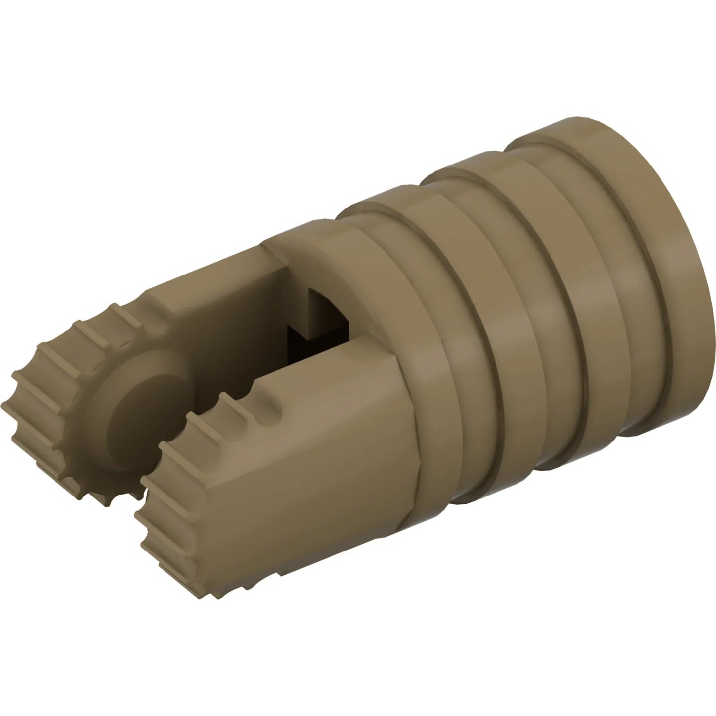 Part 57360 - Hinge Cylinder 1 x 2 Locking with 2 Fingers, 7 Teeth and Axle Hole on Ends without Slots