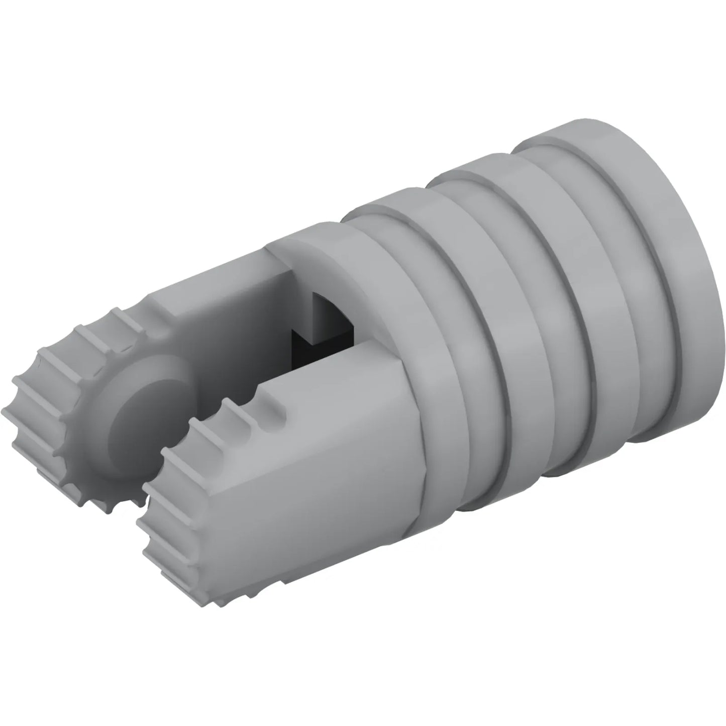Part 57360 - Hinge Cylinder 1 x 2 Locking with 2 Fingers, 7 Teeth and Axle Hole on Ends without Slots
