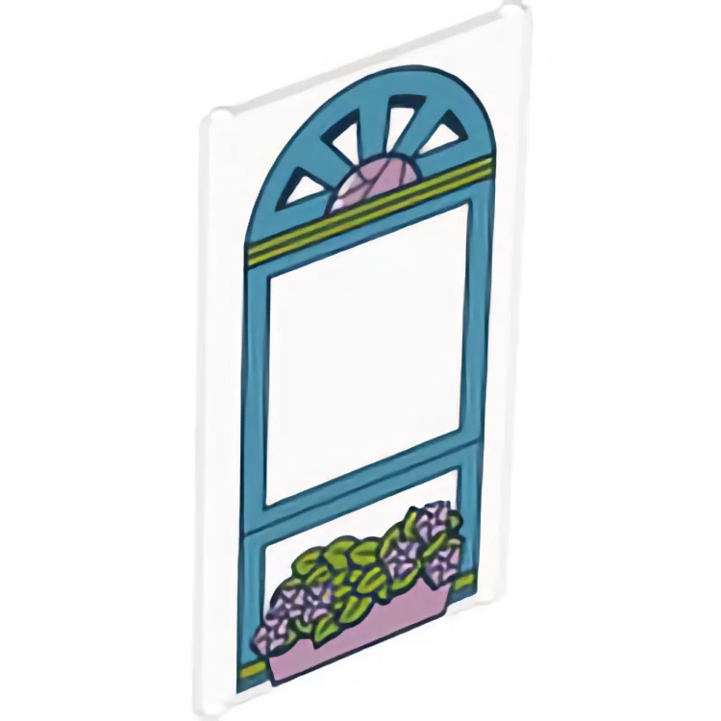 Part 57895pb065 - Glass for Window 1 x 4 x 6 with Medium Azure Window Frame and Bright Pink Flower Box Pattern