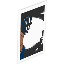 Part 57895pb127 - Glass for Window 1 x 4 x 6 with Medium Nougat Dirt Road, Black Fence and Trees / Trunks with Bright Light Blue Spots, Dark Blue Bushes Pattern