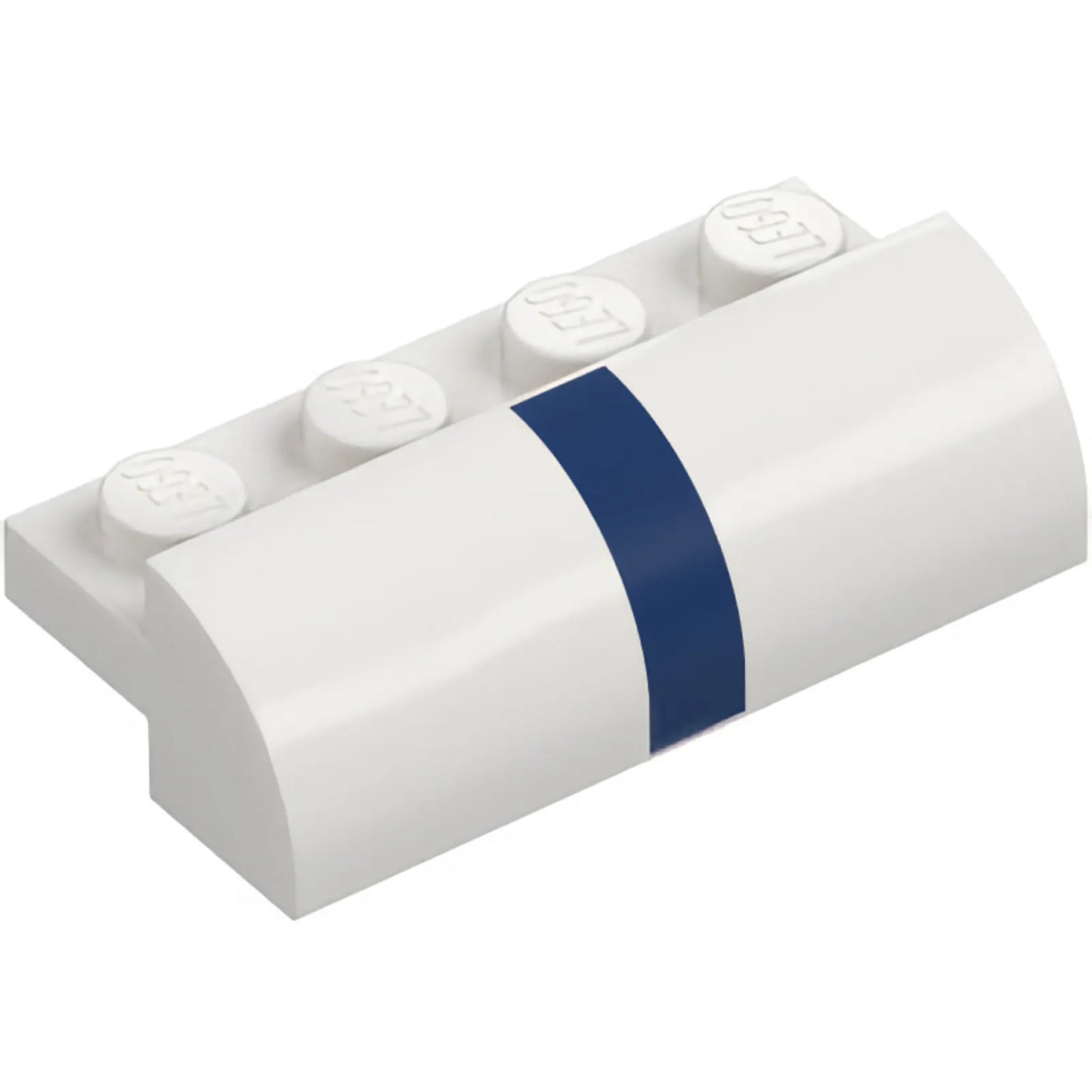 Part 5842pb01 - Slope, Curved 2 x 4 with 4 Recessed Studs with Dark Blue Vertical Stripe Pattern