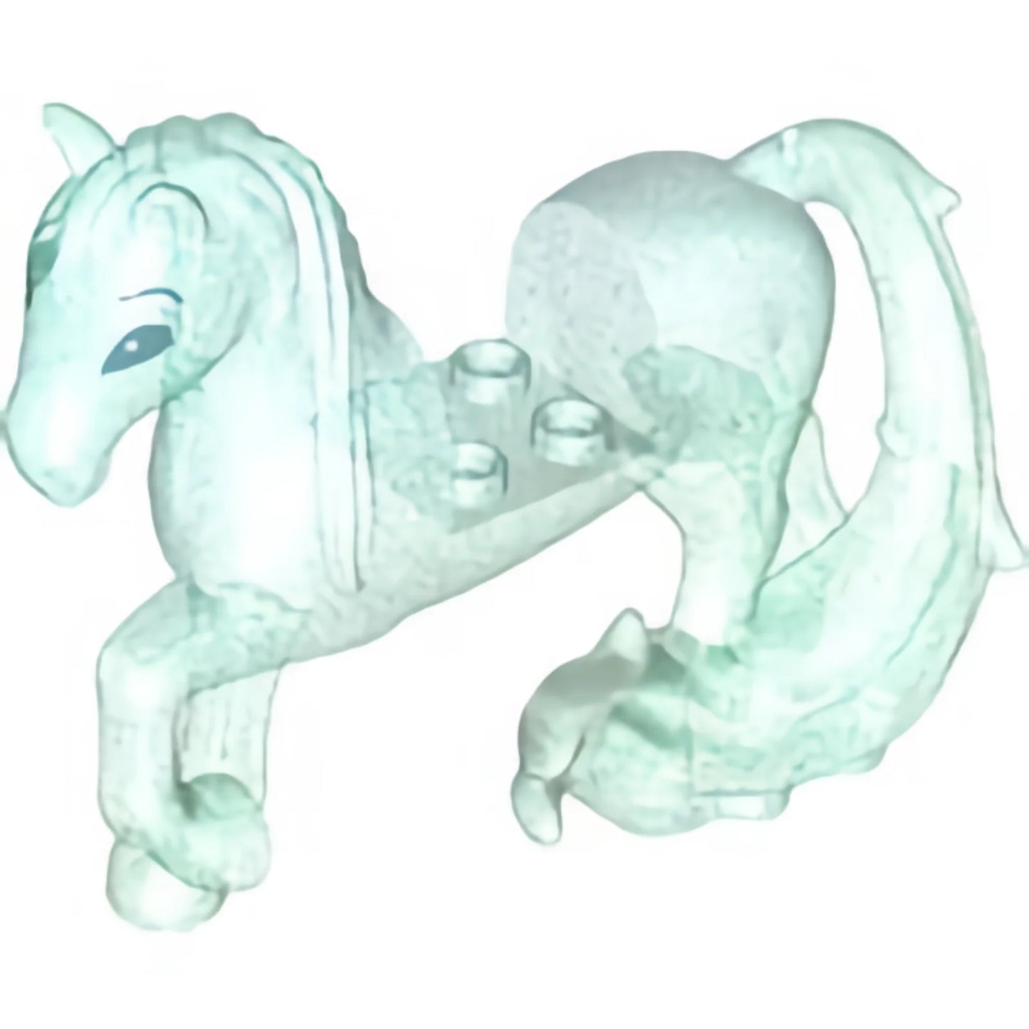 Part 58484c01pb01 - Horse with 2 x 2 Cutout, Long Swooshy Tail with Metallic Light Blue Eyes Pattern (Nokk)