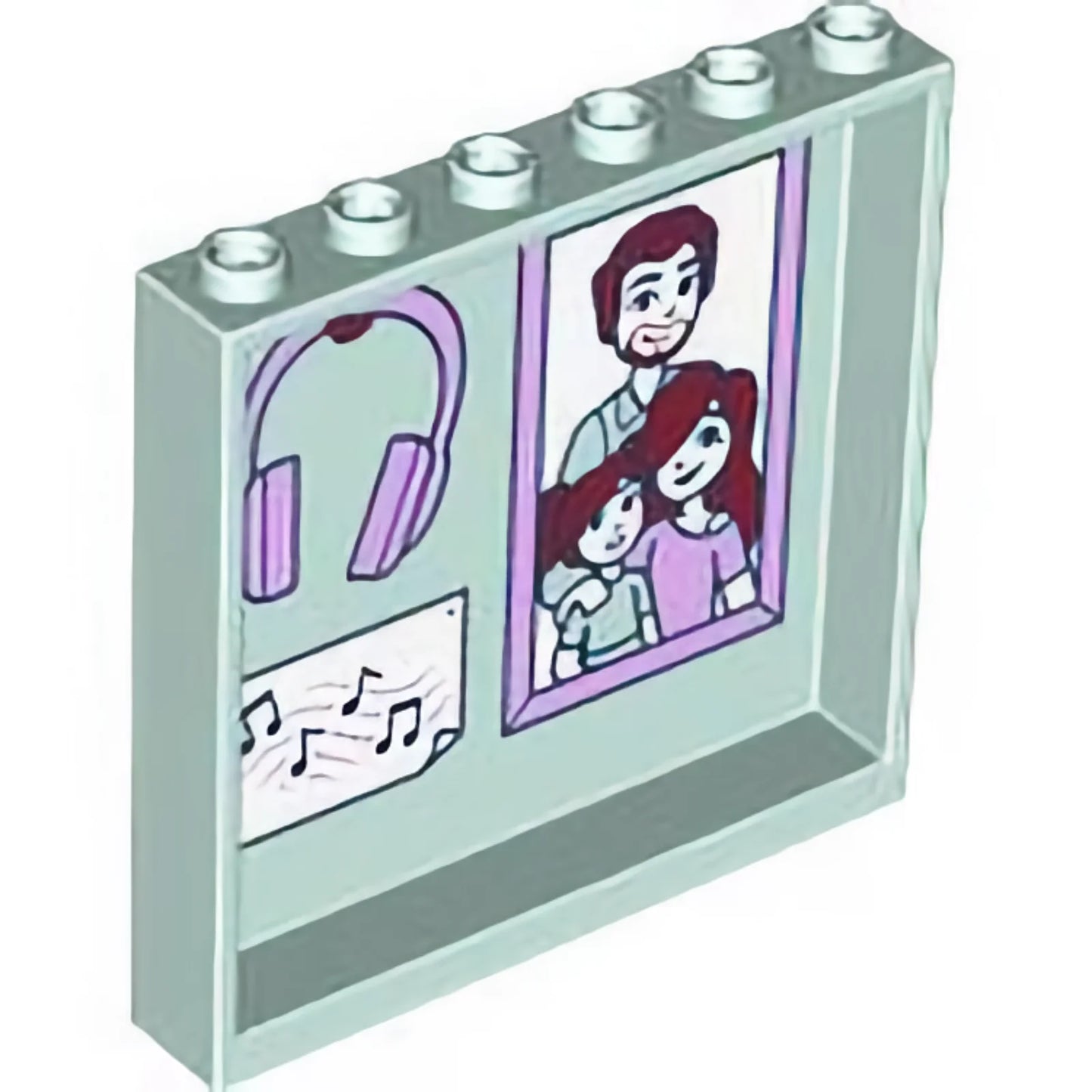Part 59349pb305 - Panel 1 x 6 x 5 with Bathroom Mirror and Shower on Outside, Family Portrait and Headphones on Inside Pattern
