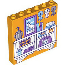 Part 59349pb324 - Panel 1 x 6 x 5 with White Cabinet with Medium Lavender Bag, Shoes and Painting, Silver Trophy, Pots, Books and Blankets Pattern