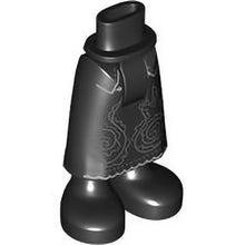 Part 59595c00pb28 - Mini Doll Hips and Skirt Long with Light Bluish Gray and White Filigree and Black Boots Pattern - Thick Hinge