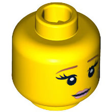 Part 3626bpb0797 - Minifigure, Head Female Medium Nougat Eyebrows, Pink Lips, White Flower Pattern - Blocked Open Stud