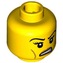 Part 3626bpb0923 - Minifigure, Head Female Black Eyelashes, Angry Eyebrows, Cheek Lines, White Pupils and White Teeth Pattern - Blocked Open Stud
