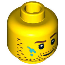 Part 3626bpb0913 - Minifigure, Head Beard Stubble, Brown Eyebrows and Paint Stains Pattern - Blocked Open Stud
