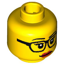 Part 3626bpb0912 - Minifigure, Head Female Glasses, Eyelashes and Red Lips Pattern - Blocked Open Stud