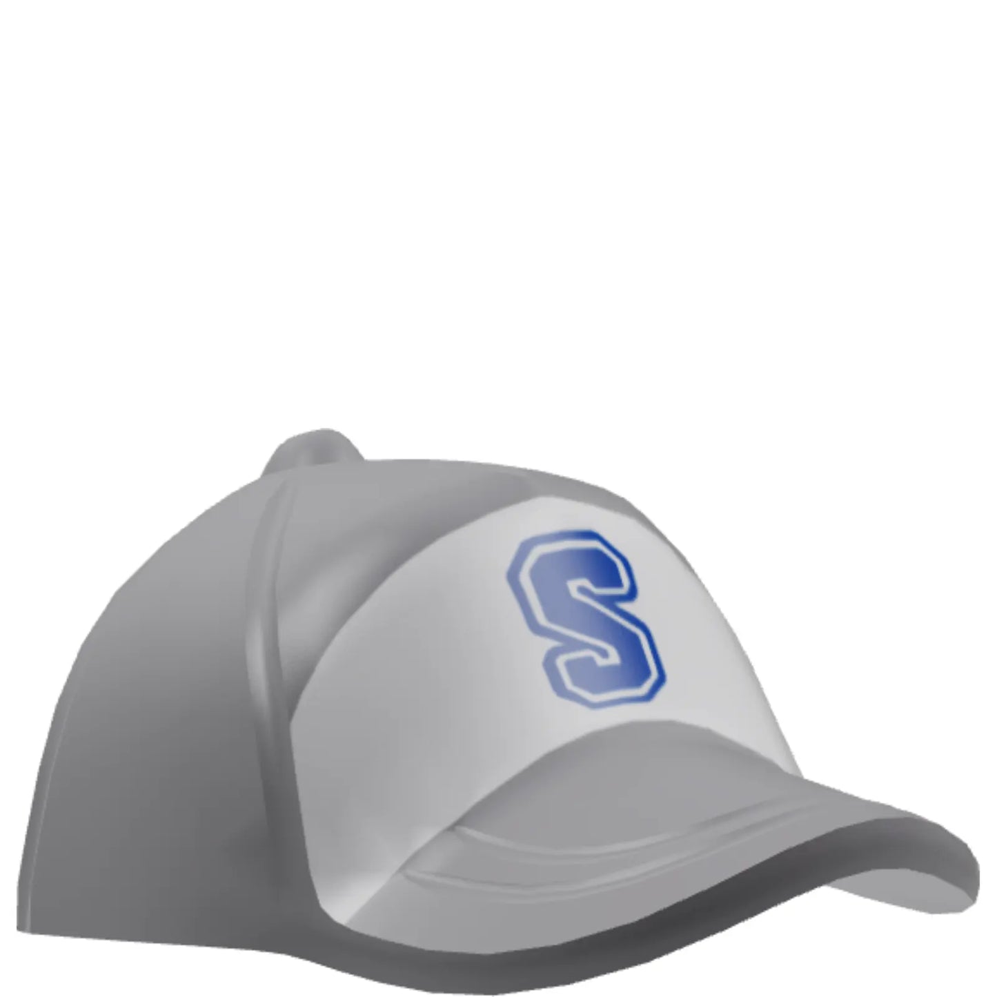 Part 93219pb05 - Minifigure, Headgear Cap - Short Curved Bill with Seams and Button on Top with Blue Capital Letter S on White Background Pattern