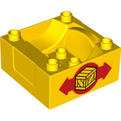 Part 98456pb03 - Duplo, Train Cab / Tender Base with Bottom Tubes with Box and Arrows Pattern on Both Sides