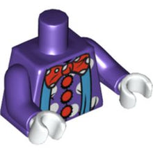 Part 973pb0660c02 - Torso Blue Suspenders and Red Polka Dot Bow Tie and Buttons Pattern (Clown) / Dark Purple Arms / White Hands
