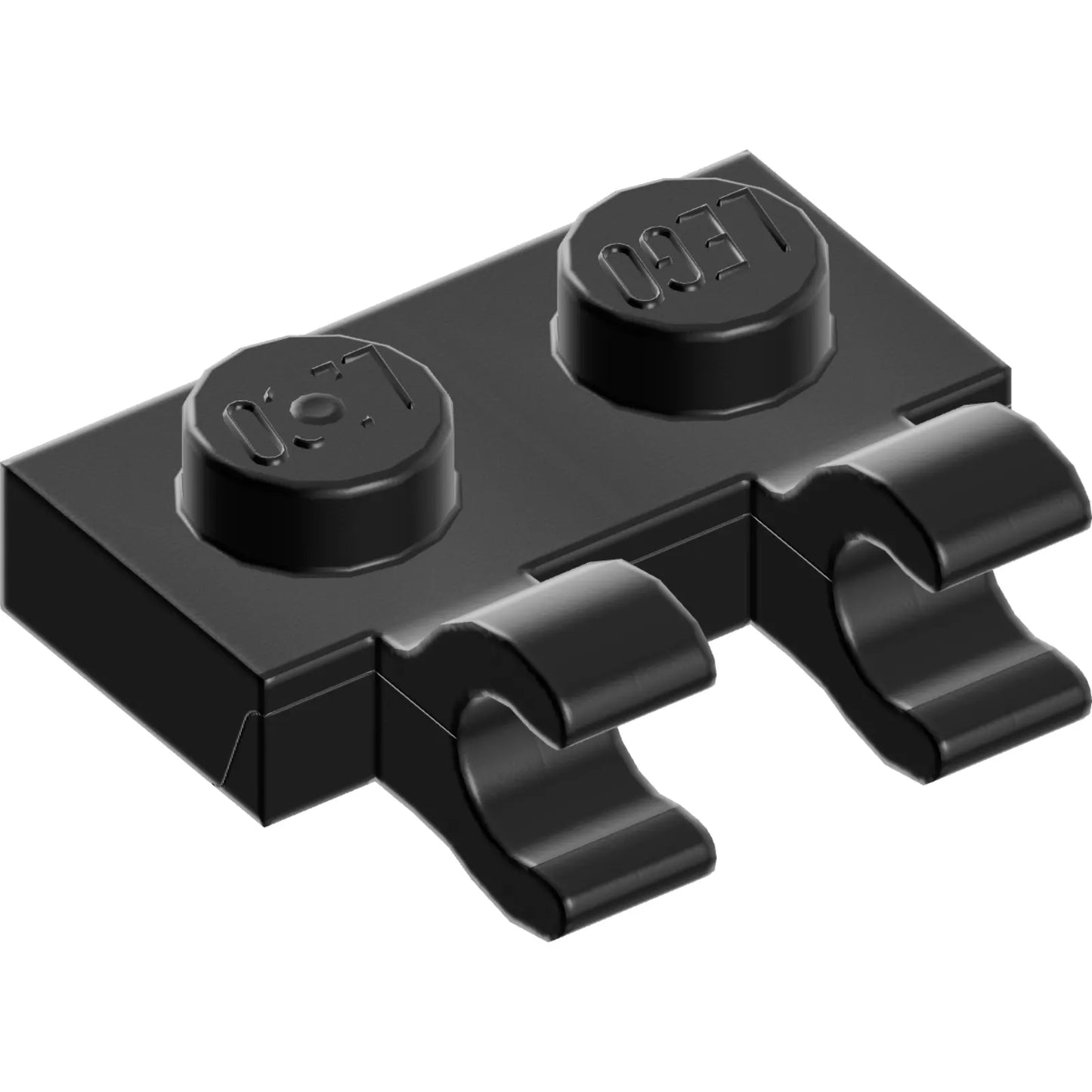 Teil 60470b – Platte, modifiziert 1 x 2 mit 2 offenen O-Clips (horizontaler Griff)